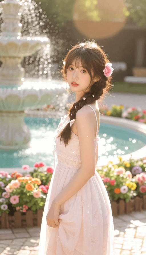 文艺清新素材：明媚少女春日光影写真：浪漫治愈的梦幻花园