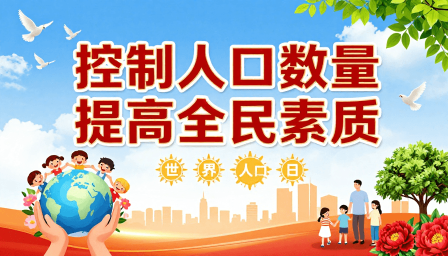 提升素质素材：世界人口日：控制人口数量，提升全民素质