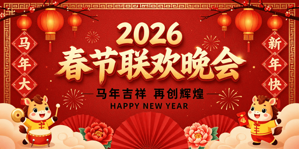 春节联欢晚会素材：2026春节联欢晚会·中国风主视觉庆典