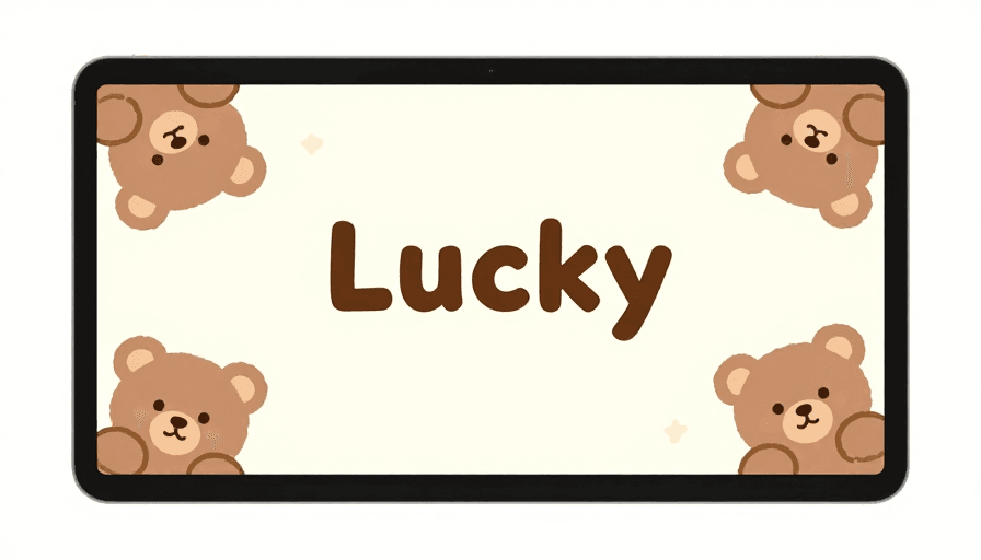 治愈风格素材：小熊环绕 Lucky 文字治愈风电脑壁纸