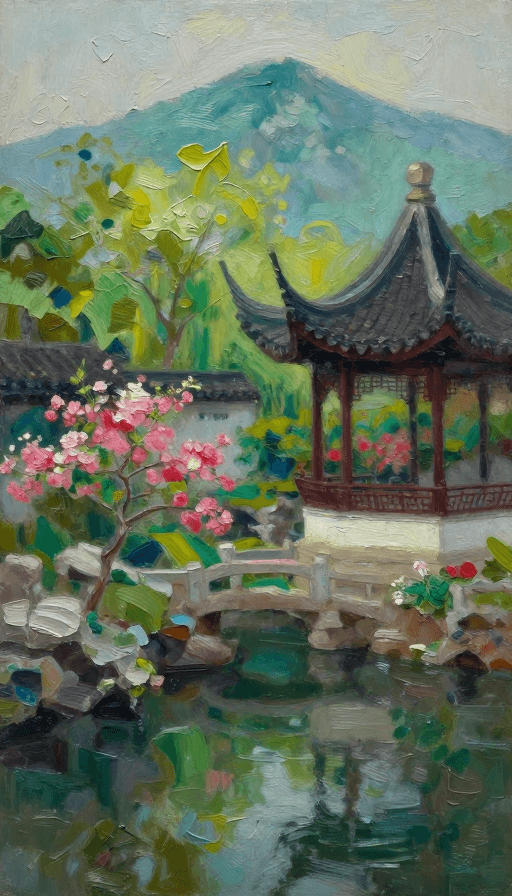 暗黑美学素材：梦幻暗影中的繁花苏园·现代厚涂艺术