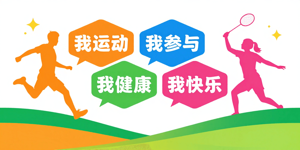 活力现代素材：活力现代运动健康宣传海报，扁平插画风格