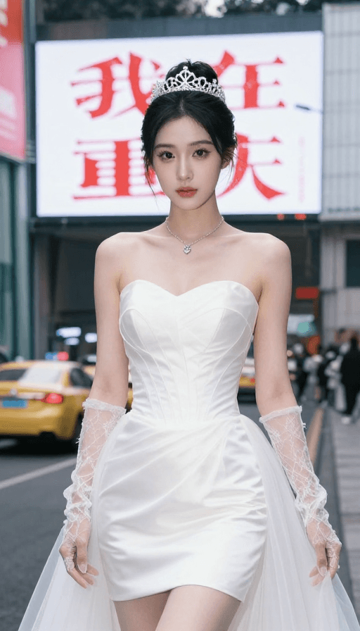 城市风光素材：重庆网红打卡地：绝美新娘盛装亮相