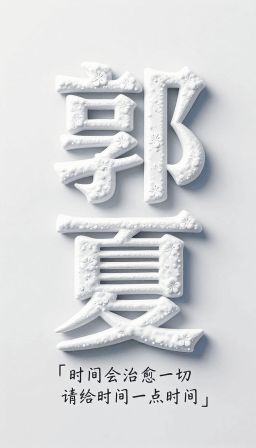 C4D渲染素材：雪映墨梅：立体汉字郭夏的艺术表达
