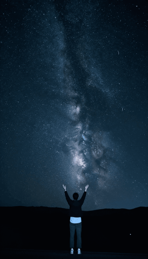 夜景素材：流星划破夜空，思念如影随形
