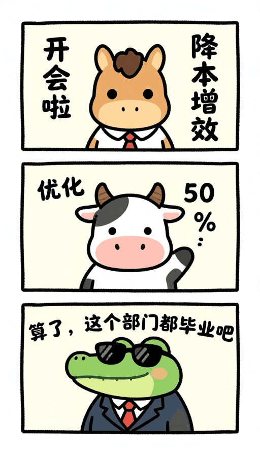 创意文案素材：宫崎萌风职场吐槽：降本增效？部门毕业啦！
