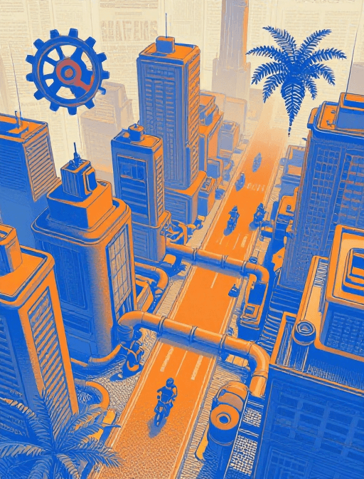 赛博朋克素材：赛博朋克蒸汽波都市幻想场景