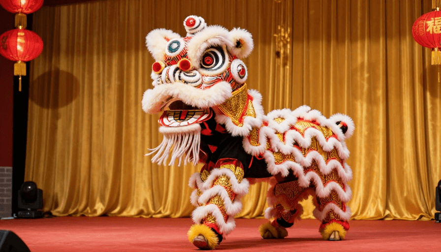 暖红色调素材：传统舞狮节庆氛围高清实拍