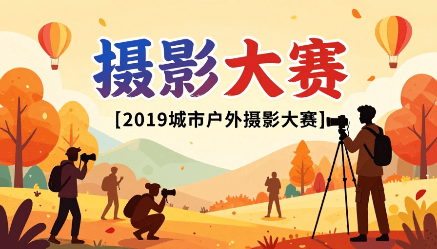 创意海报素材：秋季户外摄影大赛插画风宣传海报