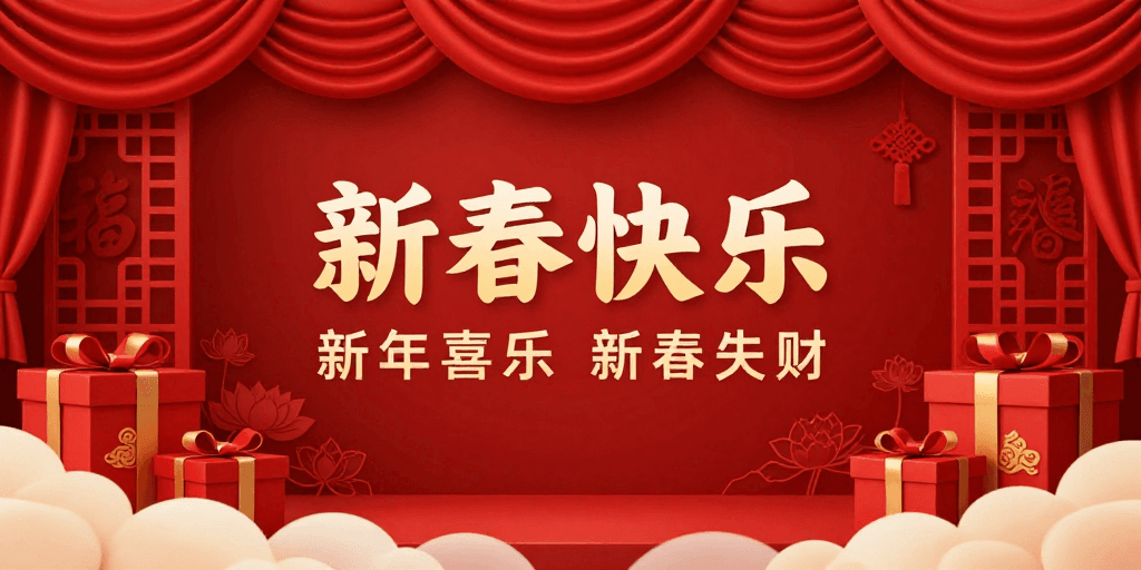 中国风设计素材：喜庆中国风舞台横幅海报