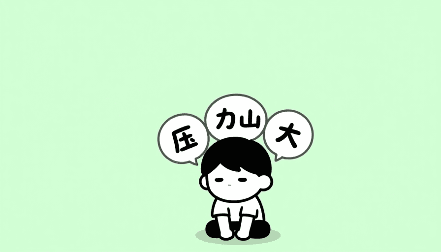压力表达素材：压力山大：呆滞男孩Q版简笔漫画风壁纸设计