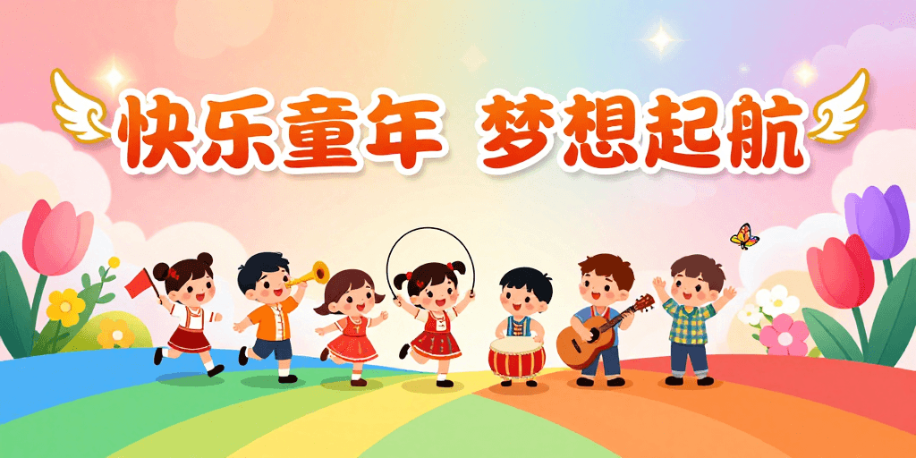 开学典礼素材：卡通儿童节梦幻童趣海报