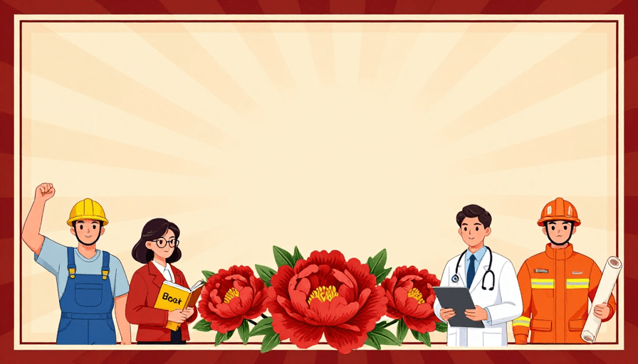 牡丹花卉素材：节日庆典复古插画：职业人物与牡丹花暖光海报