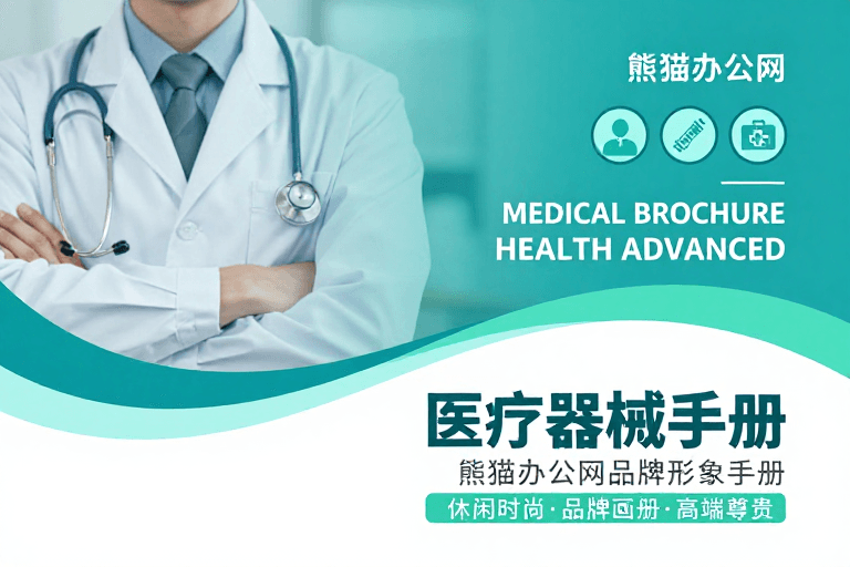 医疗健康素材：蓝绿渐变医疗封面：专业科技感品牌手册设计