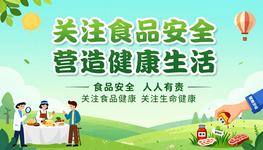 食品安全素材：清新扁平插画 食品安全公益海报
