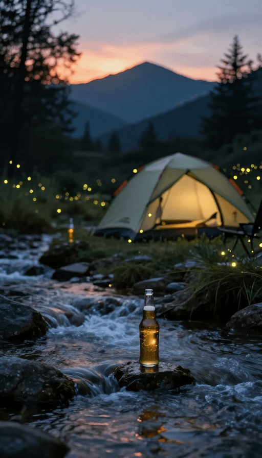 夜景素材：暗夜露营奇遇：晨曦中的自然诗意