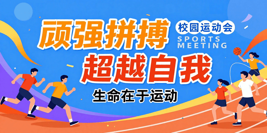校园运动会素材：动感校园运动会宣传插画海报