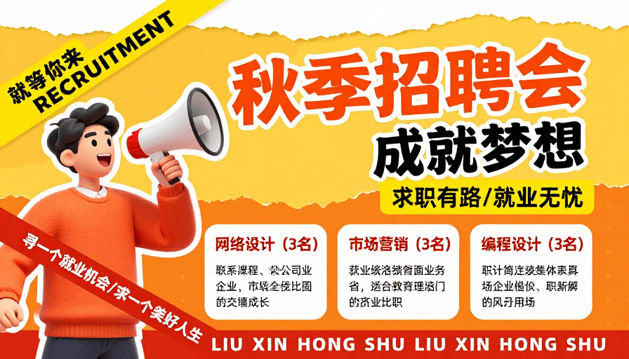 秋季招聘素材：活力秋日：成就梦想的校园招聘海报