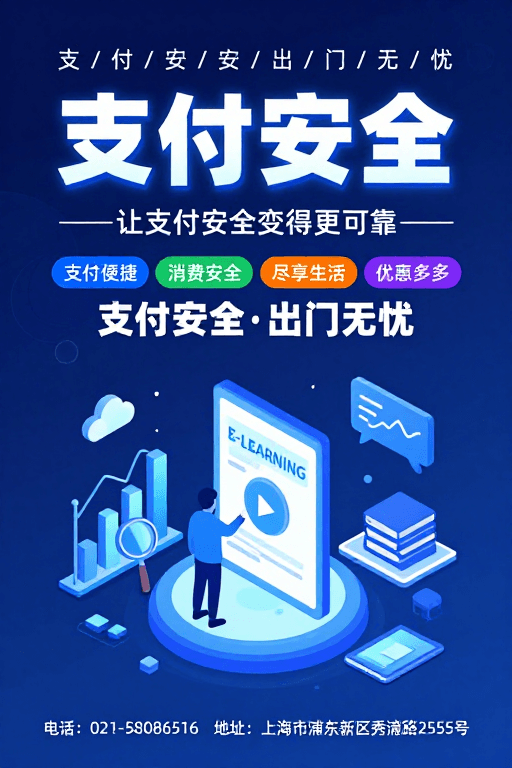 数字金融素材：深蓝色科技插画支付安全宣传图