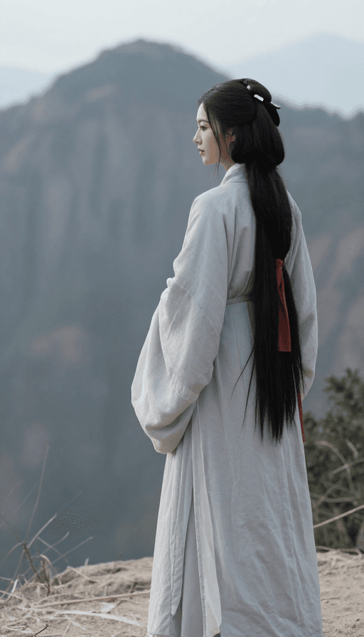 唯美意境素材：古韵佳人：高山之巅的古典美照