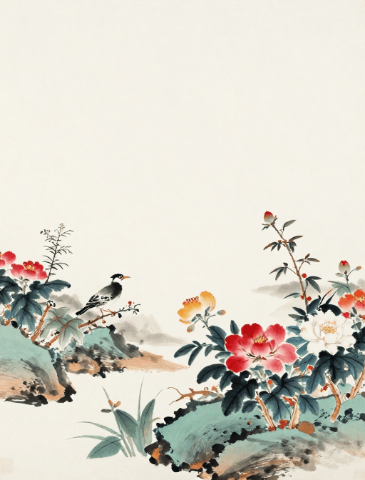 艺术留白素材：极简国画的华丽留白：山水花鸟的超高清艺术表达