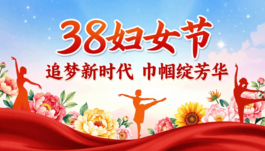 梦幻色彩素材：热烈绽放·巾帼风采梦幻艺术风海报