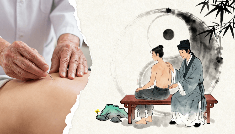 海报设计素材：水墨禅意：中式针灸艺术海报