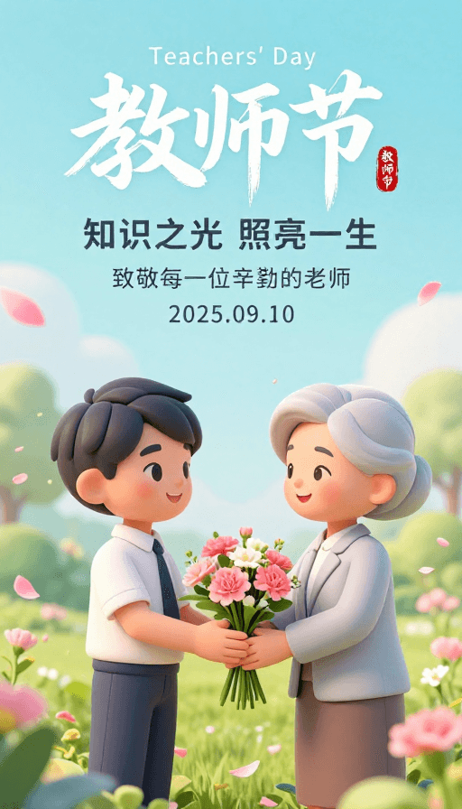 马卡龙风格素材：温馨马卡龙教师节3D插画海报设计