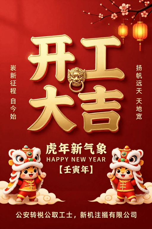 开工大吉素材：红色中国风新年开工海报：立体金雕‘开工大吉’
