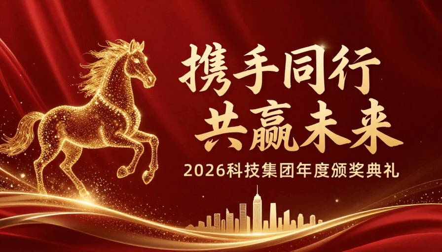 金红配色素材：深红金辉闪耀，携手共赢未来——2026科技集团颁奖盛典