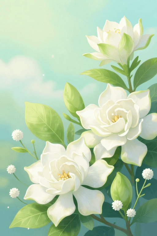 童话风素材：梦幻栀子花：柔美治愈的童话光影画卷