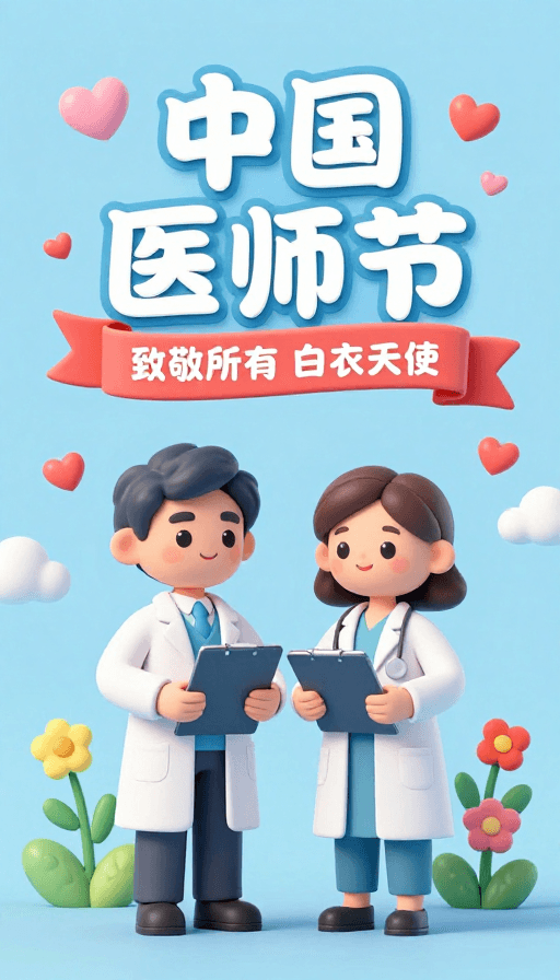 温馨治愈素材：可爱3D卡通风中国医师节温馨致敬