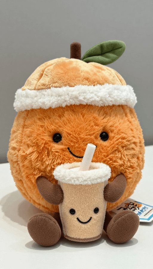 社交头像素材：JellyCat风萌系橙子：奶茶帽子的可爱日常