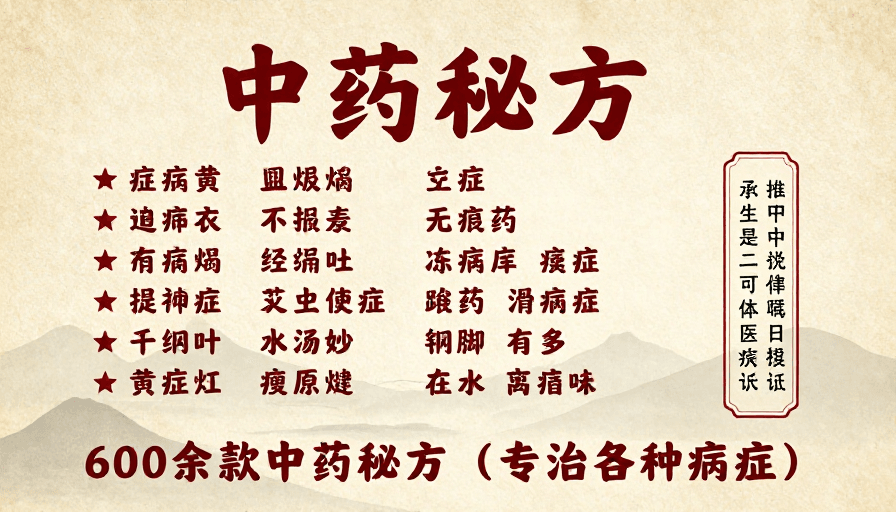 传统书法素材：复古中式中药秘方海报：传承中医养生智慧