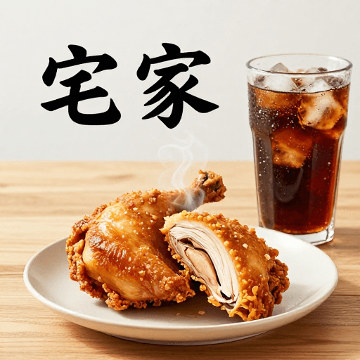 温馨生活素材：宅家美食时光：热气腾腾炸鸡配冰可乐的惬意瞬间