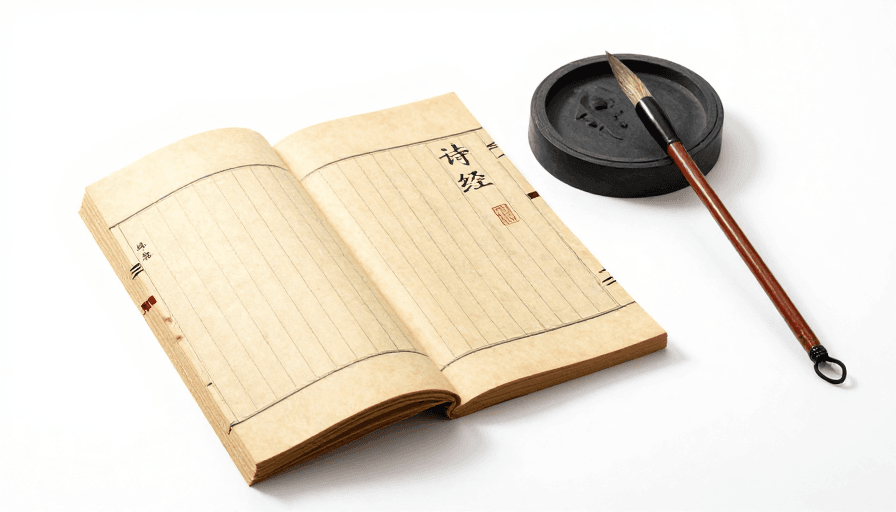 文化宣传素材：古典诗经古籍展示，高清摄影呈现文化韵味