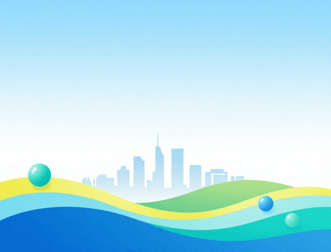 渐变背景素材：未来都市：科技与自然融合的极简抽象背景