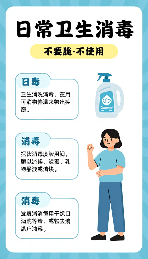 健康指南素材：日常卫生消毒科普：清新插画指南