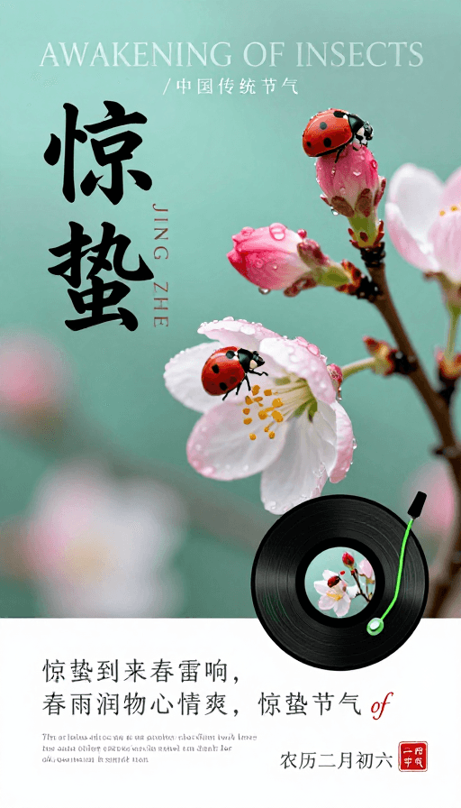 花卉设计素材：惊蛰：东方美学与春之生机融合的海报设计