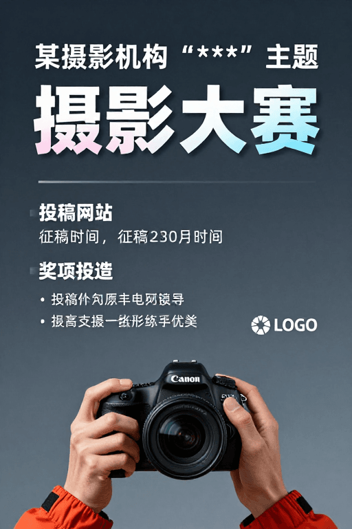 品牌标识素材：现代简约深蓝渐变摄影大赛主题海报设计