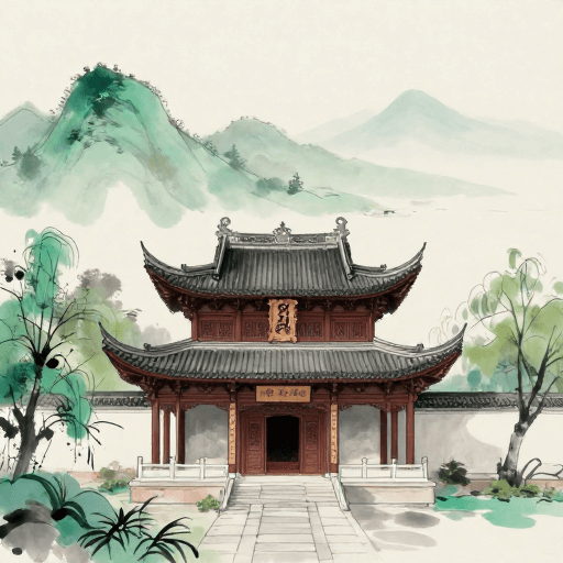传统建筑素材：水墨国潮绘：常山古韵与山水意境的对话