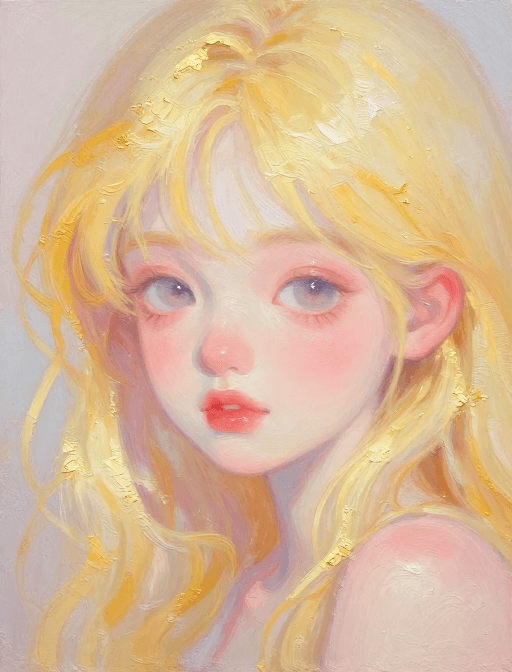 丙烯油画素材：梦幻星光少女·厚涂丙烯油画肖像