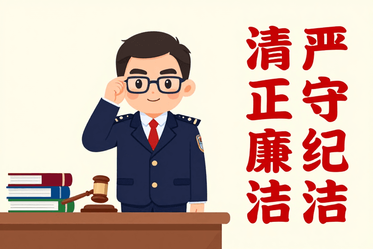 政务海报素材：清廉卫士 法治守护——廉政卡通海报设计