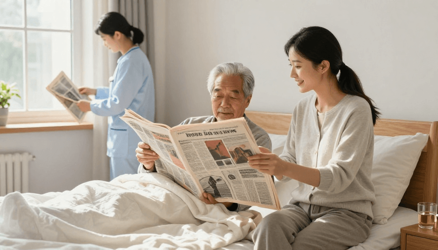 写实摄影素材：温情守护：孝女日常陪伴独居长者