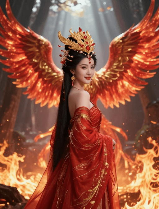 梦幻森林素材：凤凰涅槃重生，美人回眸一笑