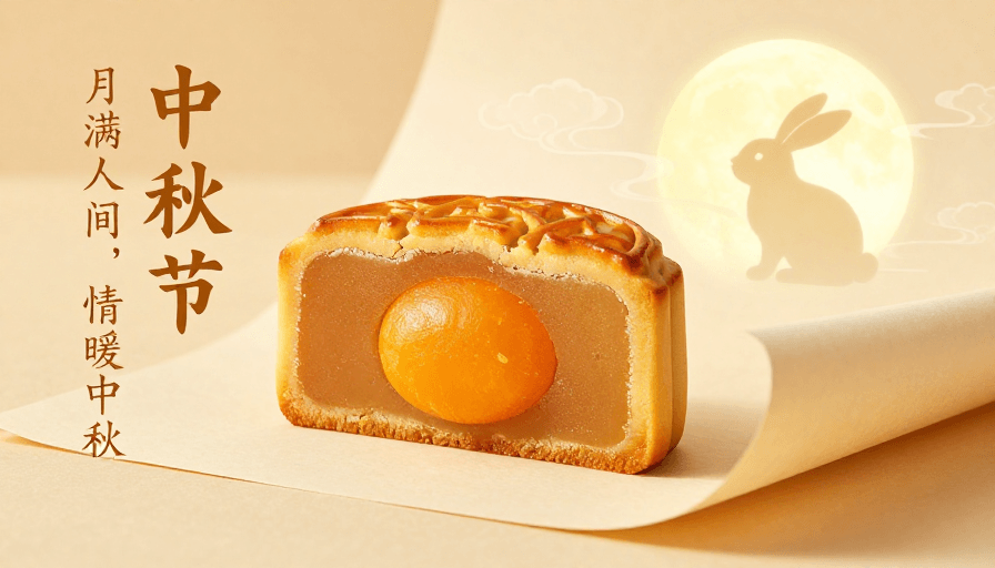 产品特写素材：金黄酥皮蛋黄莲蓉月饼中秋摄影
