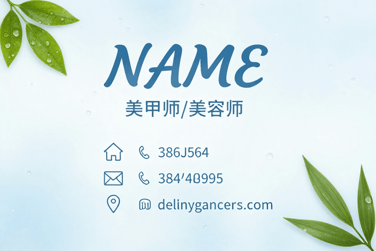 水彩风格素材：清新水润商务名片设计，彰显美业专业与优雅