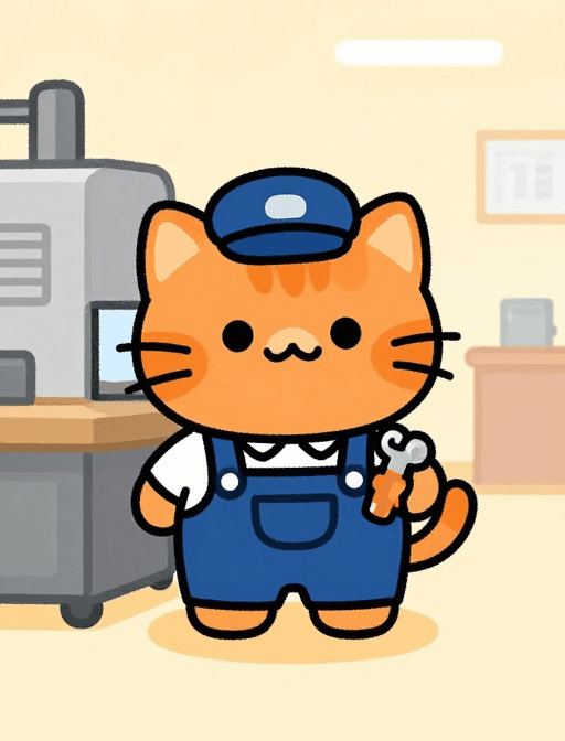 萌系动物素材：萌趣橘猫工装卡通工厂守护者