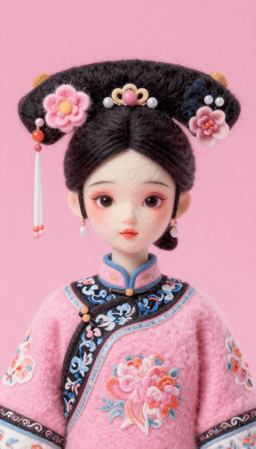 二次元插画素材：东方少女奇幻毛毡质感的国潮超现实插画