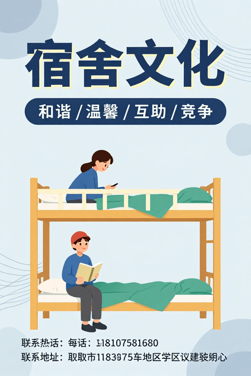 高校海报素材：清新校园：宿舍文化与现代生活融合宣传
